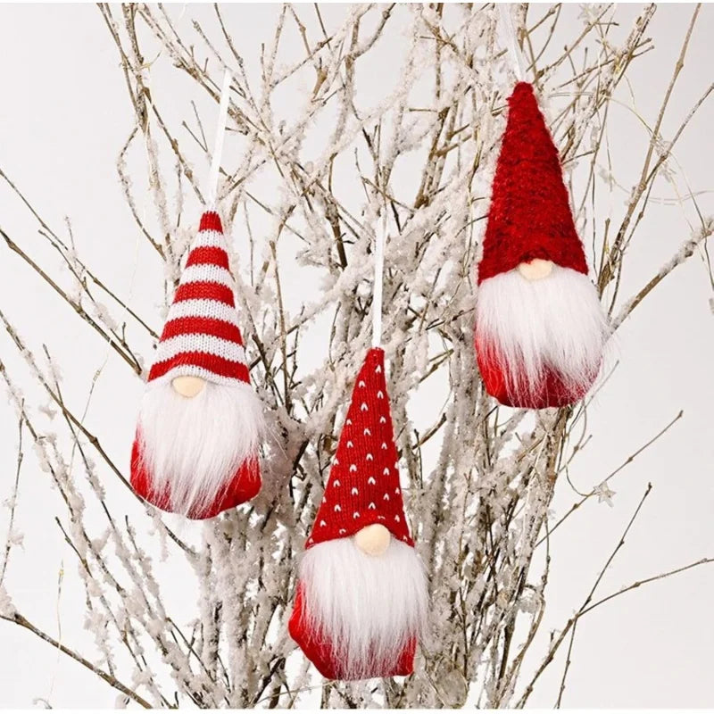 3pcs Christmas Hanging Decorations, Swedish Handmade Plush Gnomes, Festive Holiday Ornaments, Cute Home Decoration Accessories