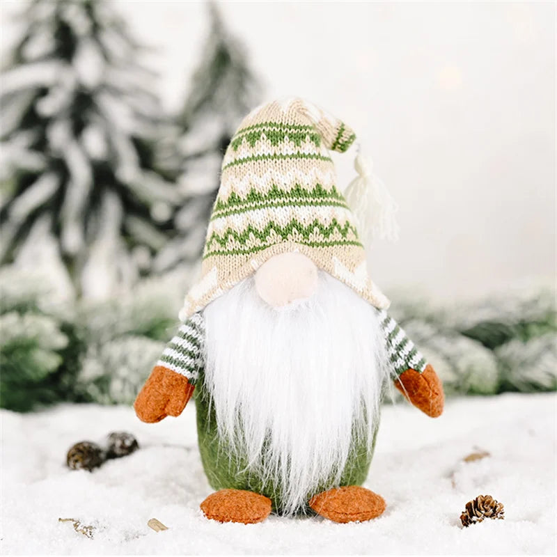 Christmas Faceless Doll Knitted Green Gnome Doll Figurine Merry Christmas Decorations Family Santa Claus Ornament Surprise Gift