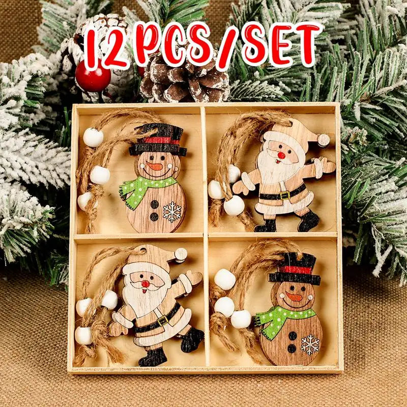 Wooden Pendants Merry Christmas Gnomes
