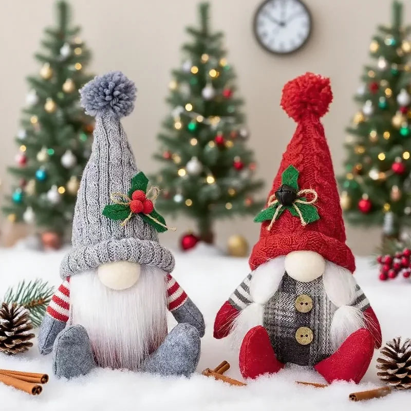 New Christmas Gnomes Plush Santa Doll Christmas Ornaments Cute Knitted Hat Faceless Doll Christmas Decorations for Home Navidad