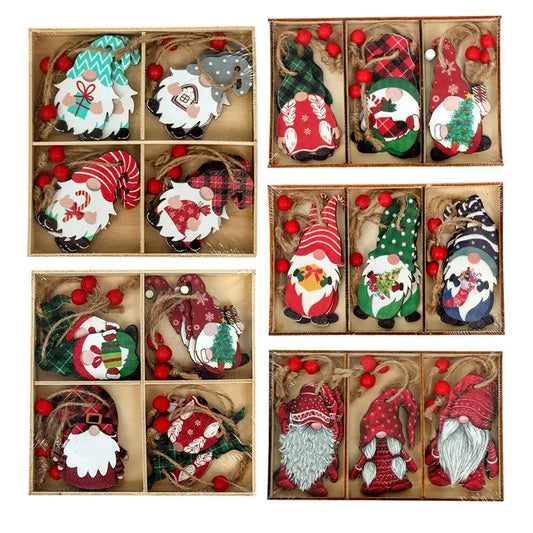 Wooden Pendants Merry Christmas Gnomes