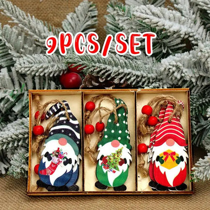 Wooden Pendants Merry Christmas Gnomes