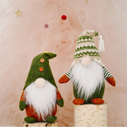 Christmas Faceless Doll Knitted Green Gnome Doll Figurine Merry Christmas Decorations Family Santa Claus Ornament Surprise Gift