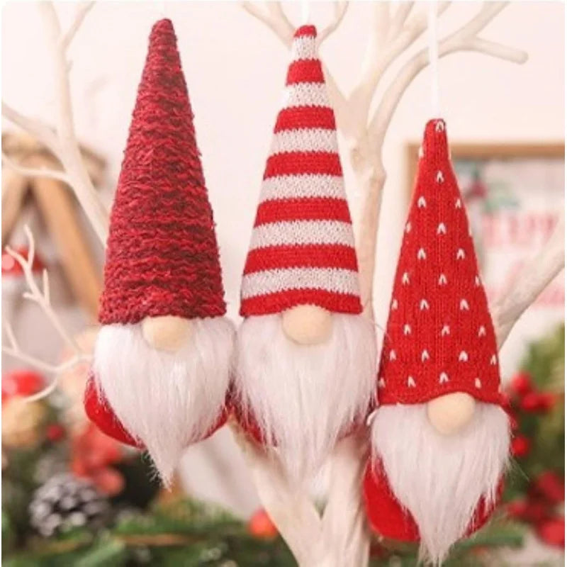 3pcs Christmas Hanging Decorations, Swedish Handmade Plush Gnomes, Festive Holiday Ornaments, Cute Home Decoration Accessories