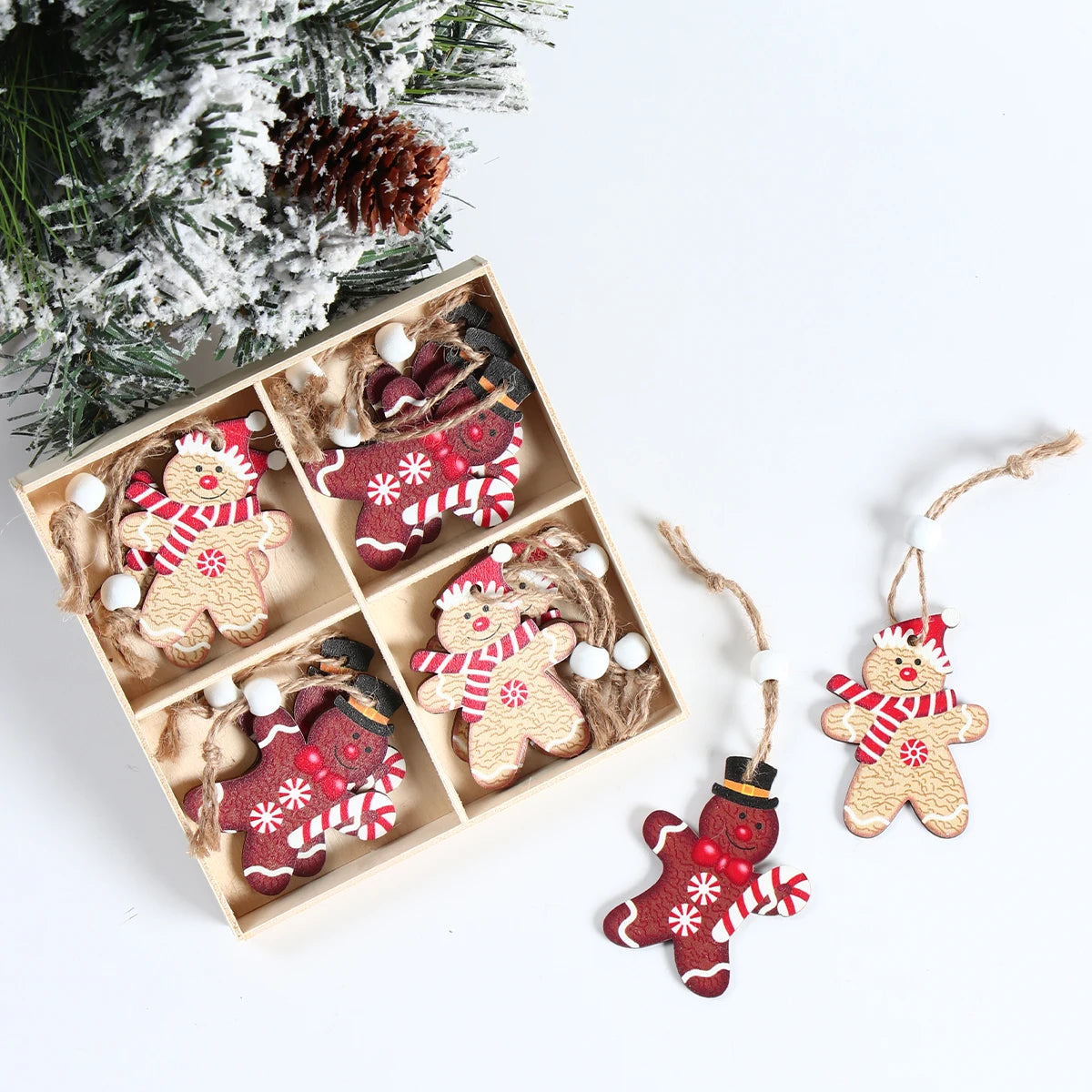 Wooden Pendants Merry Christmas Gnomes