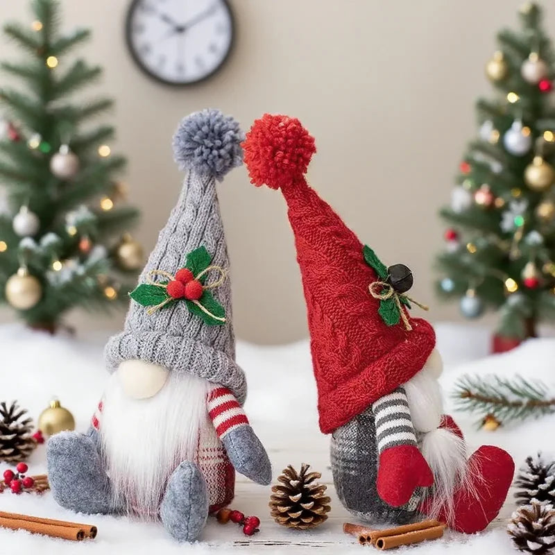 New Christmas Gnomes Plush Santa Doll Christmas Ornaments Cute Knitted Hat Faceless Doll Christmas Decorations for Home Navidad
