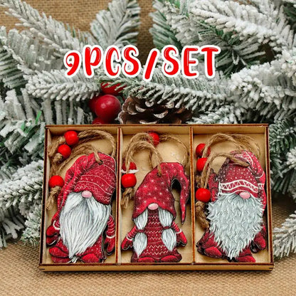 Wooden Pendants Merry Christmas Gnomes