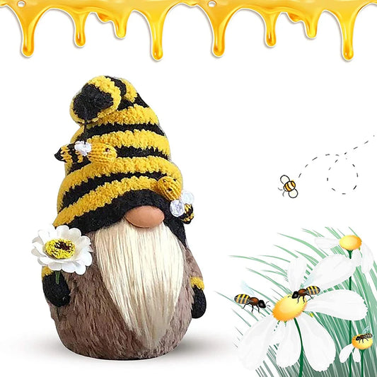Plush Sunflower Bee Gnome Ornament